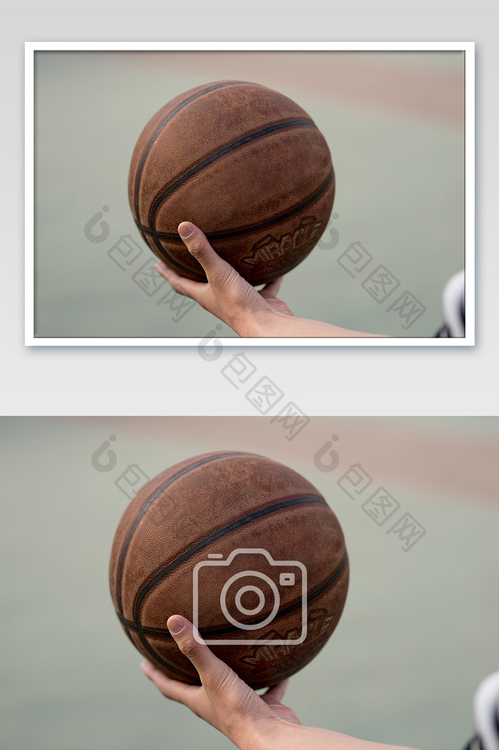 特写手持篮球运动摄影图片