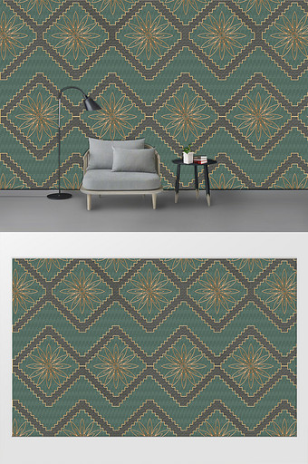 简约现代创意几何花卉客厅卧室背景墙图片