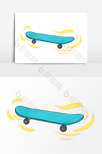 运动滑板卡通元素图片