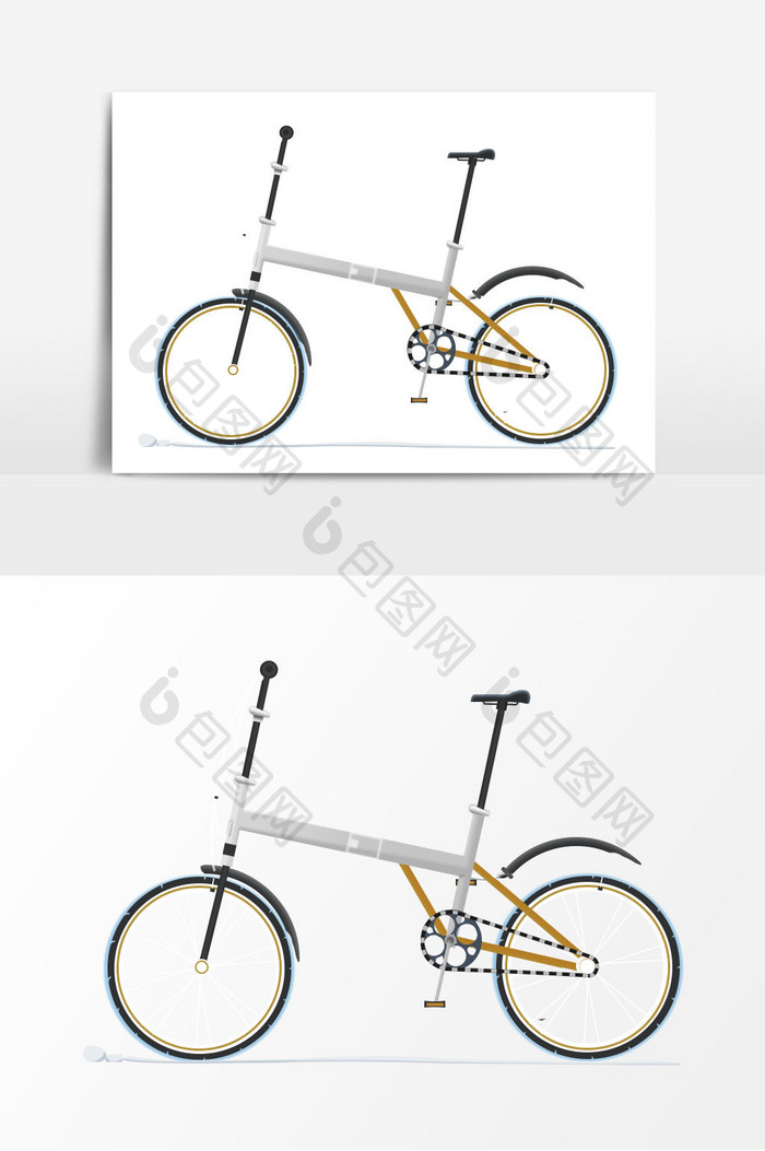 手绘卡通自行车元素