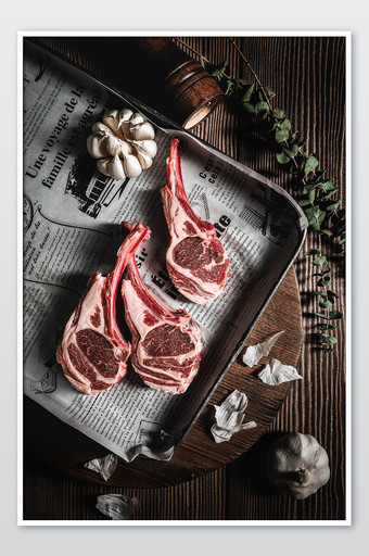 生鲜西餐羊排美食摄影图片