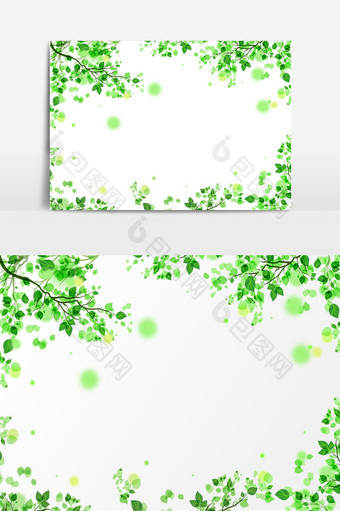 绿色仙境植物花边元素图片