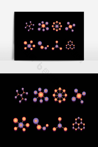 科技线条分子结构矢量元素图片