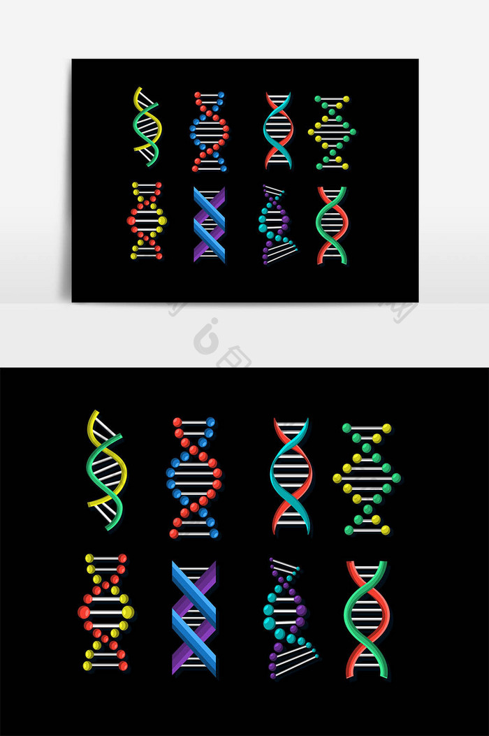 手绘DNA链条设计素材