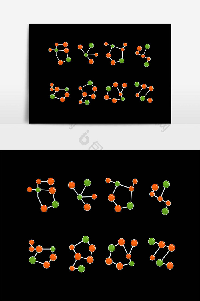 彩色分子模型设计素材