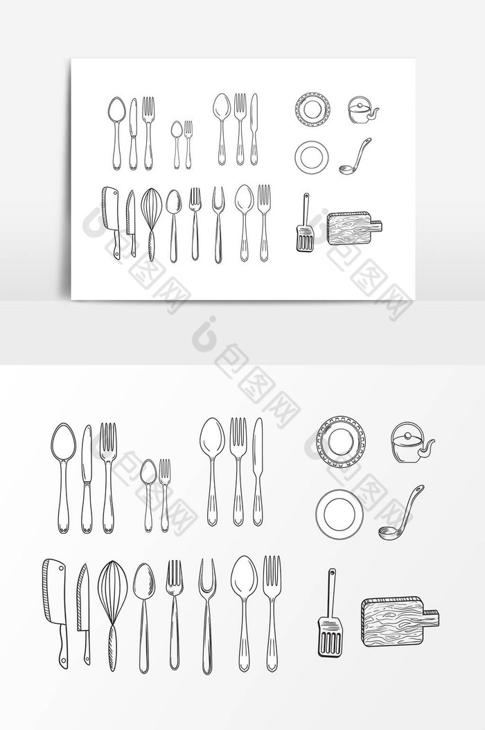 线描餐具图片图片