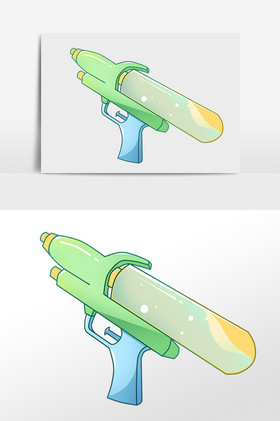 手绘泼水节喷水玩具水枪插画图片