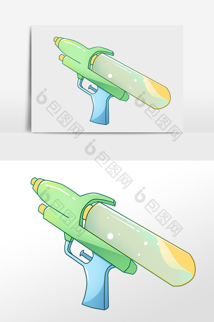 手绘泼水节喷水玩具水枪插画