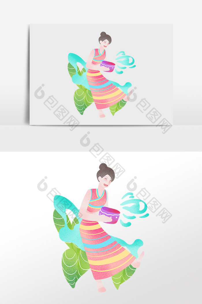 泰国泼水节泼水女士插画图片图片