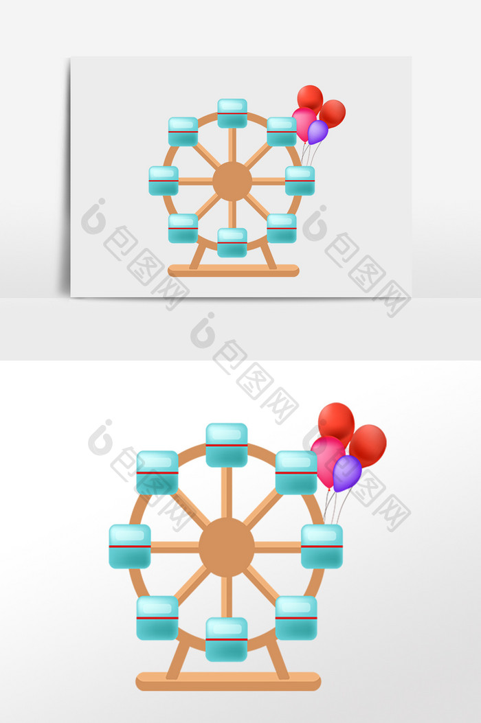 手绘儿童节快乐玩耍摩天轮插画