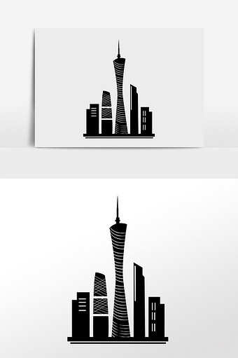 手绘广州旅游城市地标建筑插画图片下载