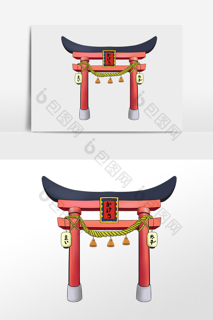 手绘日本建筑物神社插画 Psd素材 包图网
