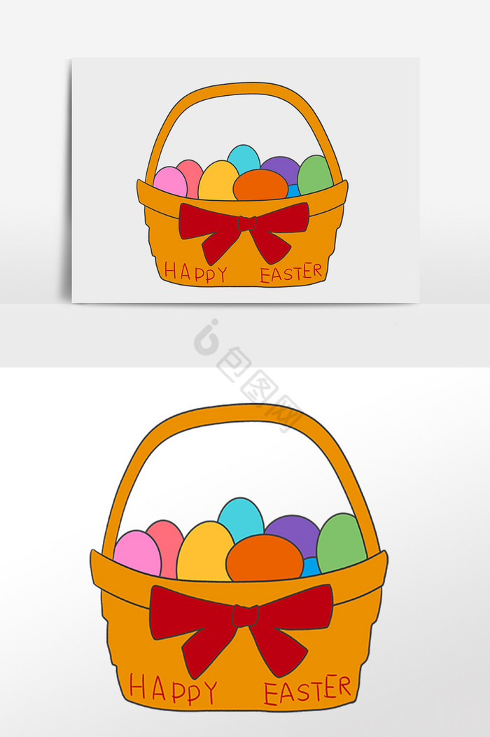复活节快乐一篮子彩蛋插画图片