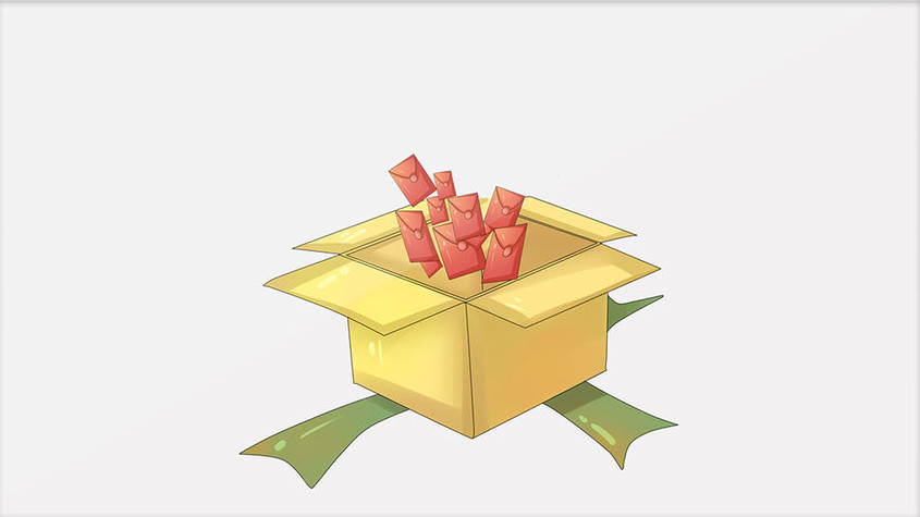 手绘双十一促销大礼包插画