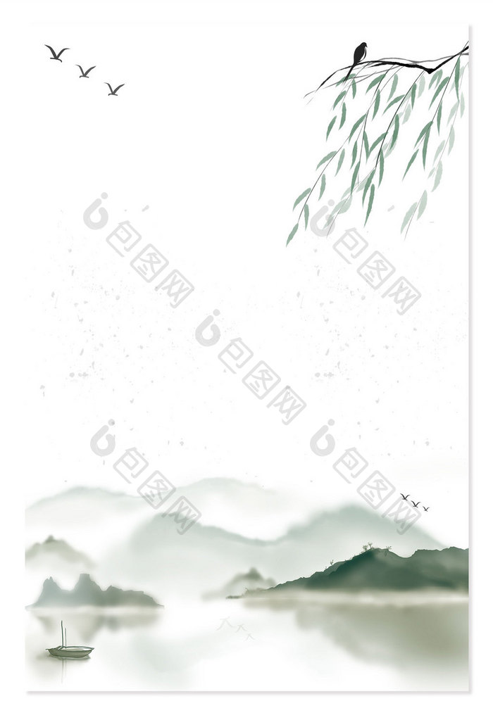 水墨清明中国风山水背景