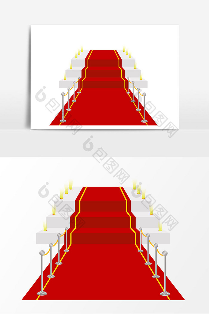 手绘红色颁奖台矢量素材