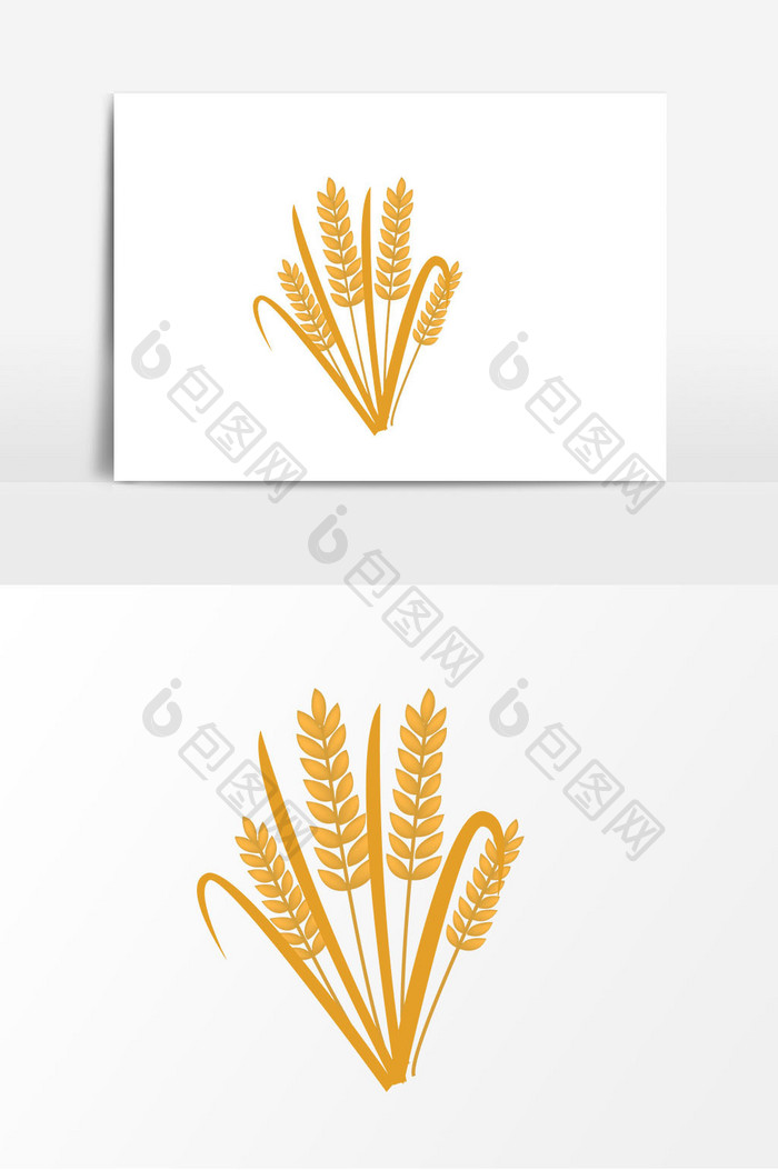 手绘金色丰收小麦矢量素材