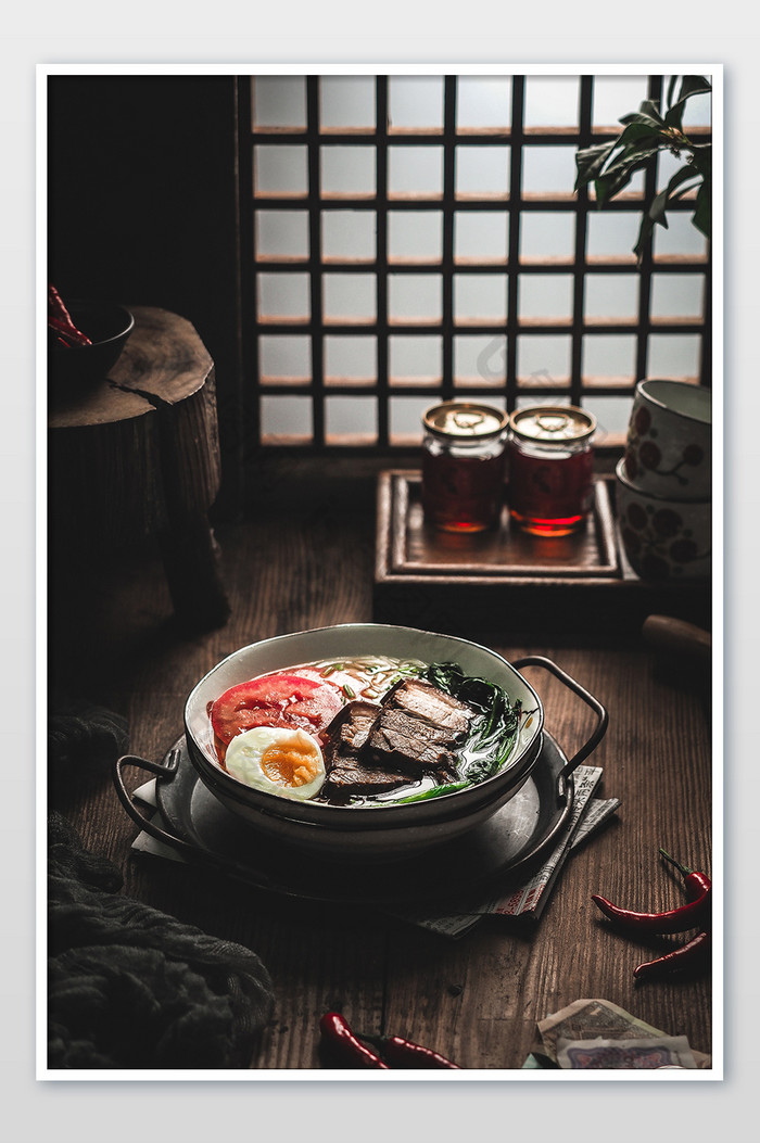 质感中式汤面静物美食摄影图片图片