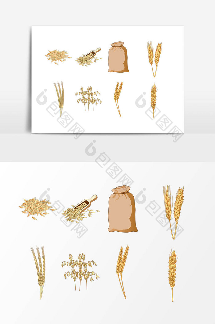 手绘小麦粮食设计元素
