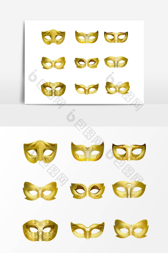手绘金色面罩设计元素