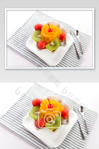 水果沙拉甜品夏日芒果奇异果下午茶简洁大图图片