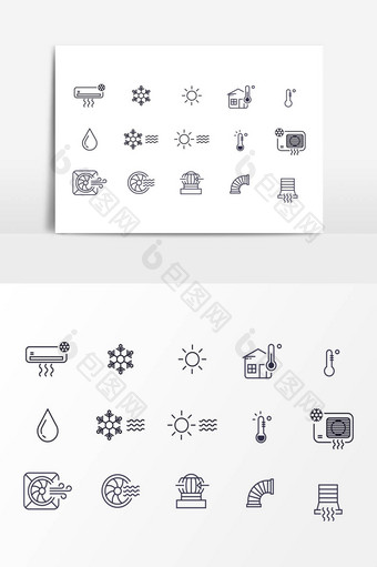 手绘电扇空调家电设计元素图片