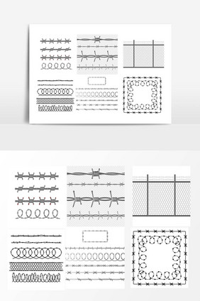 直线铁丝网围栏矢量元素