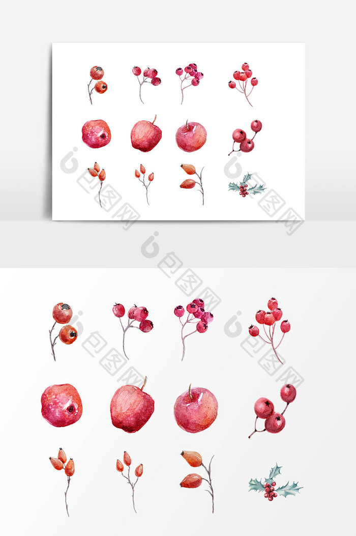 手绘红色苹果果实设计元素