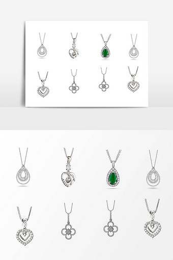 手绘线描项链设计元素图片下载