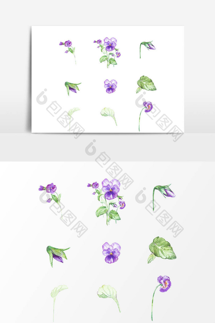 卡通紫色花朵植物设计