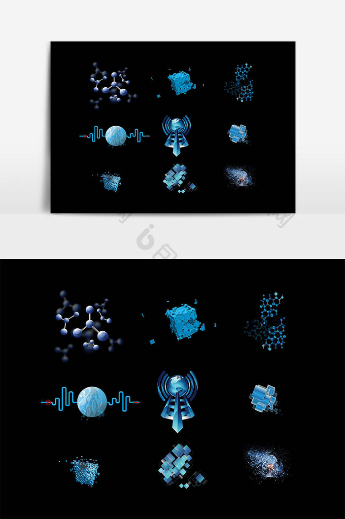 蓝色科技现代效果设计素材