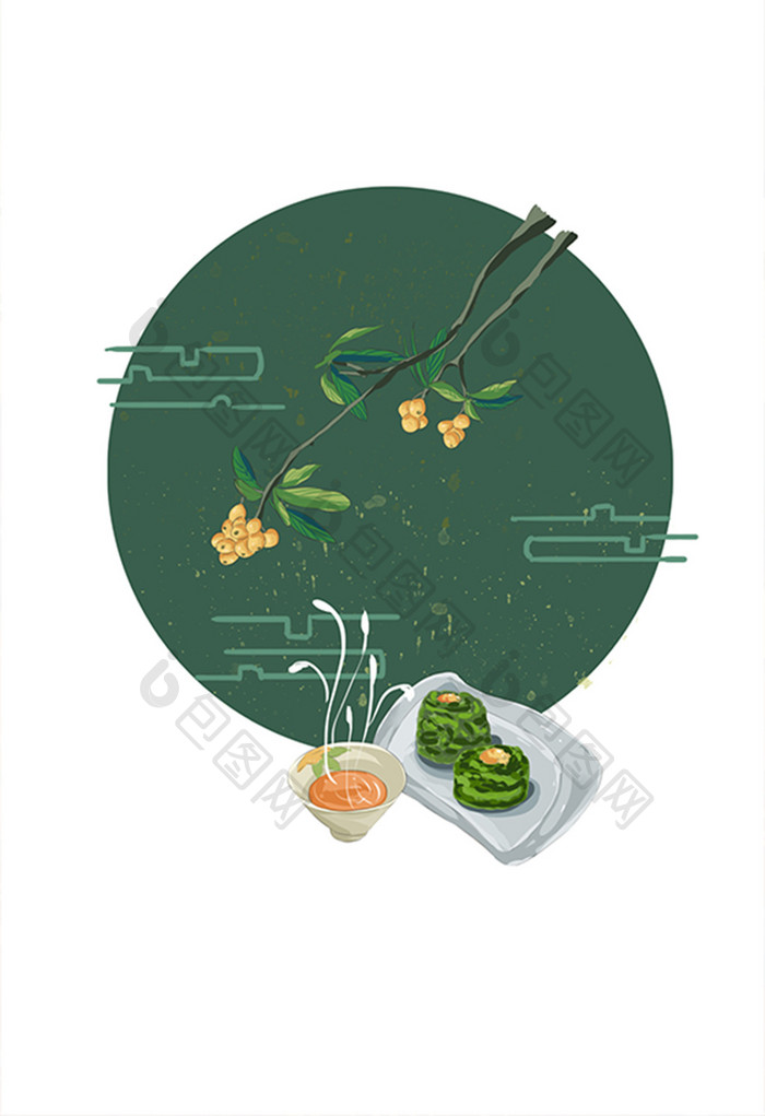 24节气古风美食小满插画