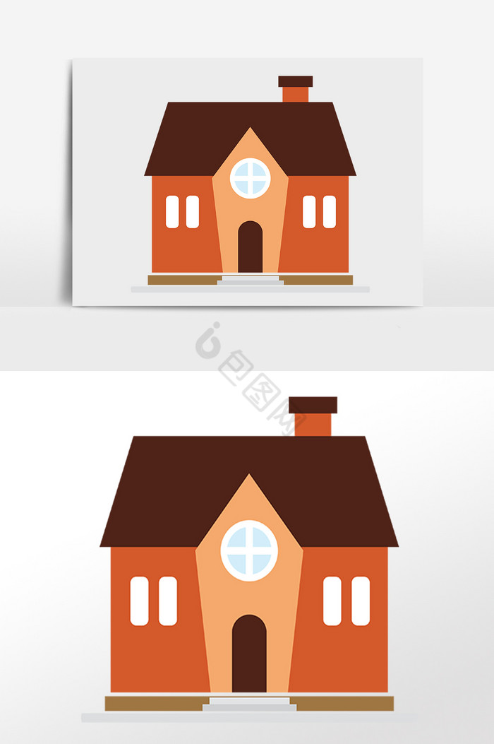 现代建筑居住别墅房子插画