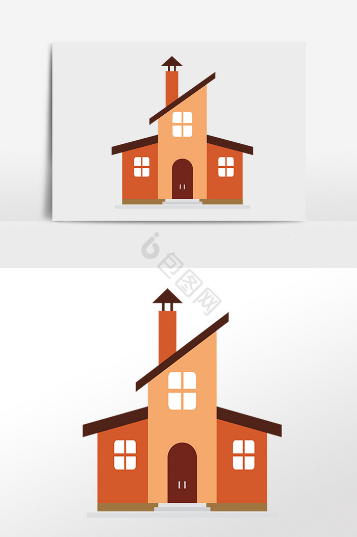 现代建筑楼房别墅房子插画