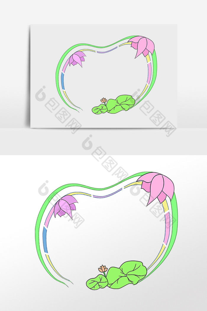 荷花荷叶边框插画图片图片