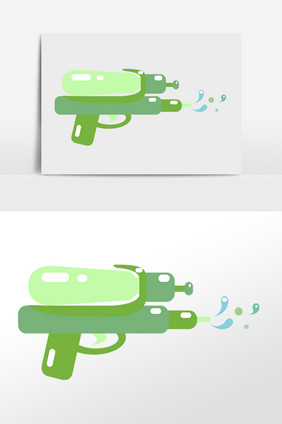 手绘泼水节喷水绿色水枪插画