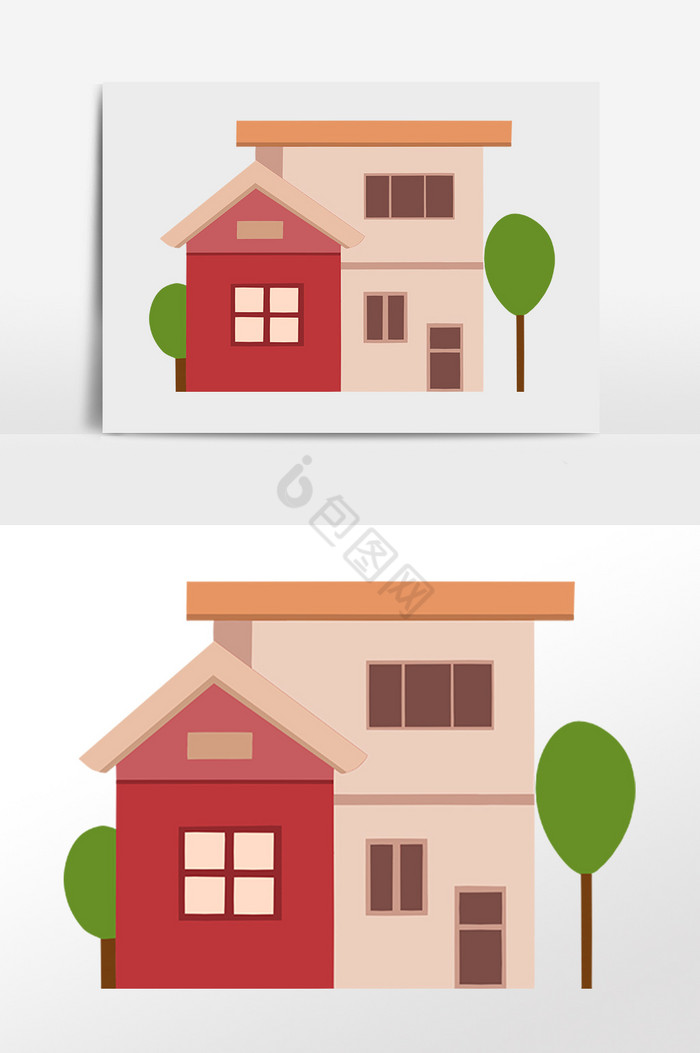 别墅房子建筑插画