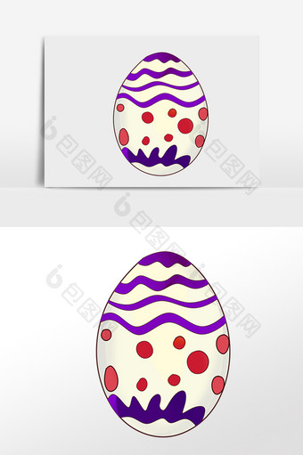 手绘复活节快乐花纹彩蛋插画图片