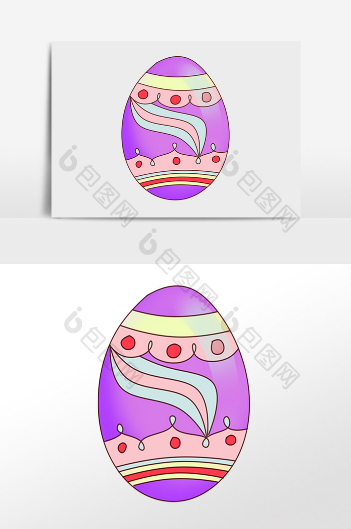 手绘复活节快乐紫色彩蛋插画