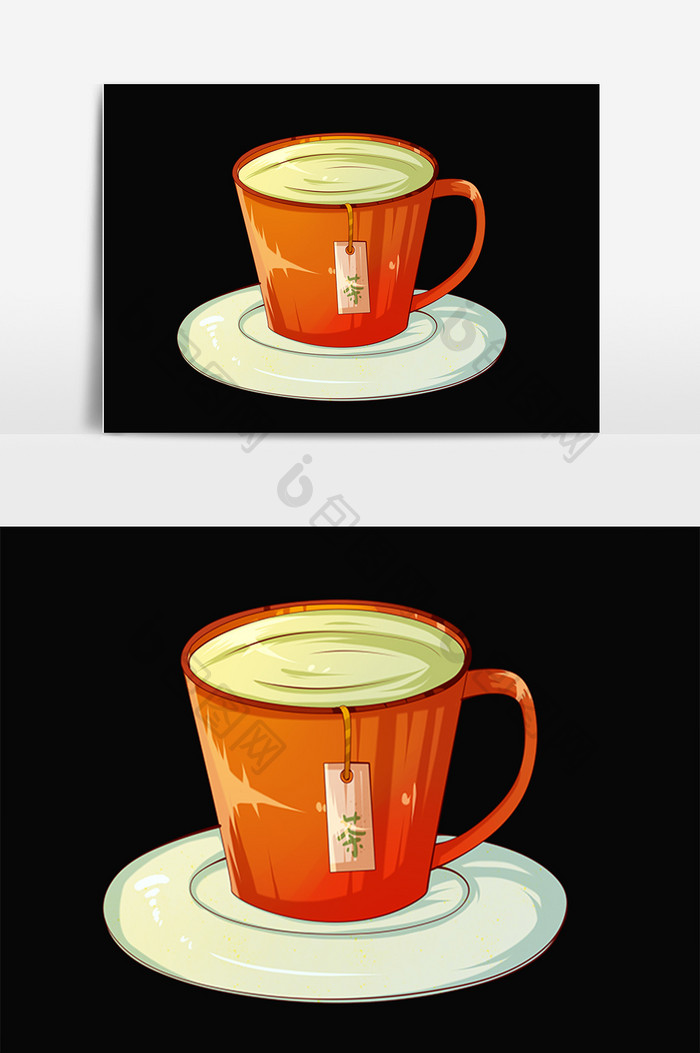 手绘茶文化茶具茶杯茶水插画