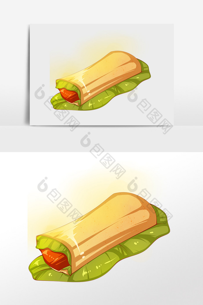 小吃火腿卷饼插画图片图片