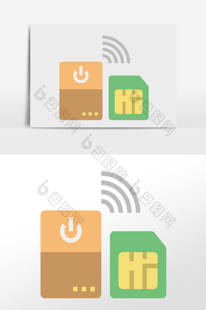 手绘5g移动网络手机卡插画