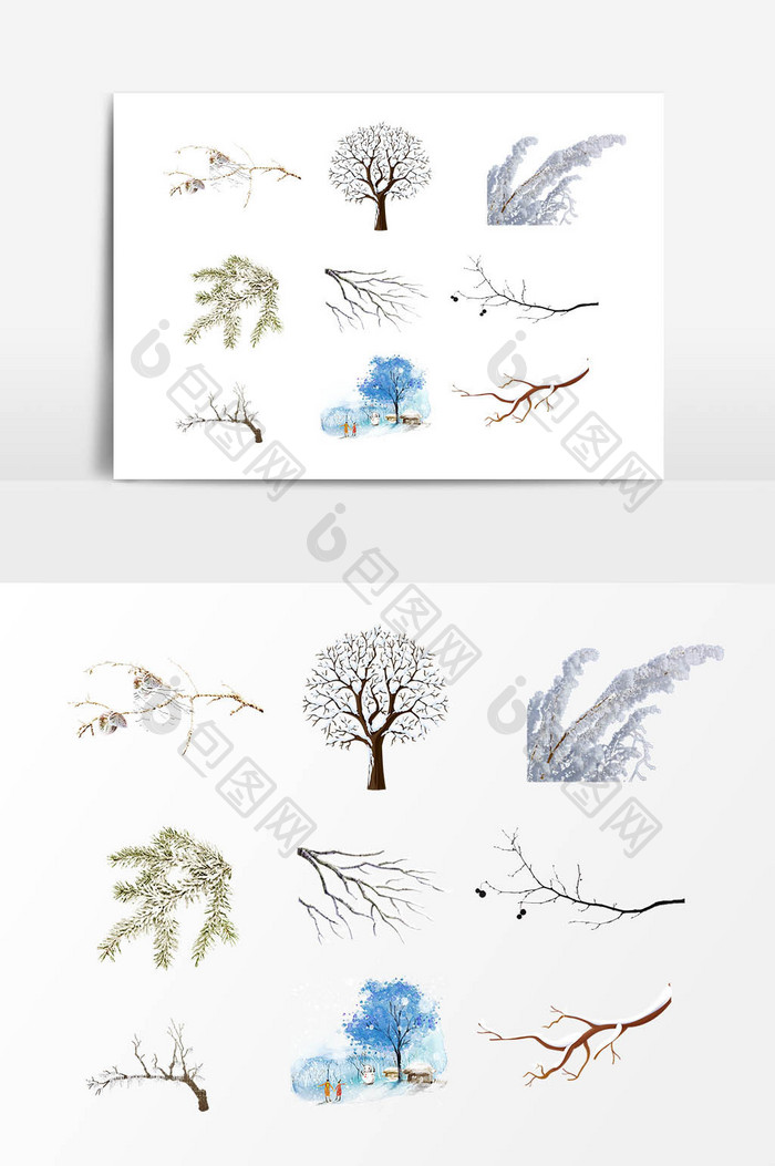 卡通树木树枝设计元素