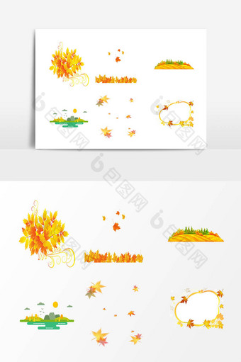 秋季枫叶装饰边框设计素材图片