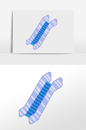 手绘卡通上下楼电梯楼梯插画
