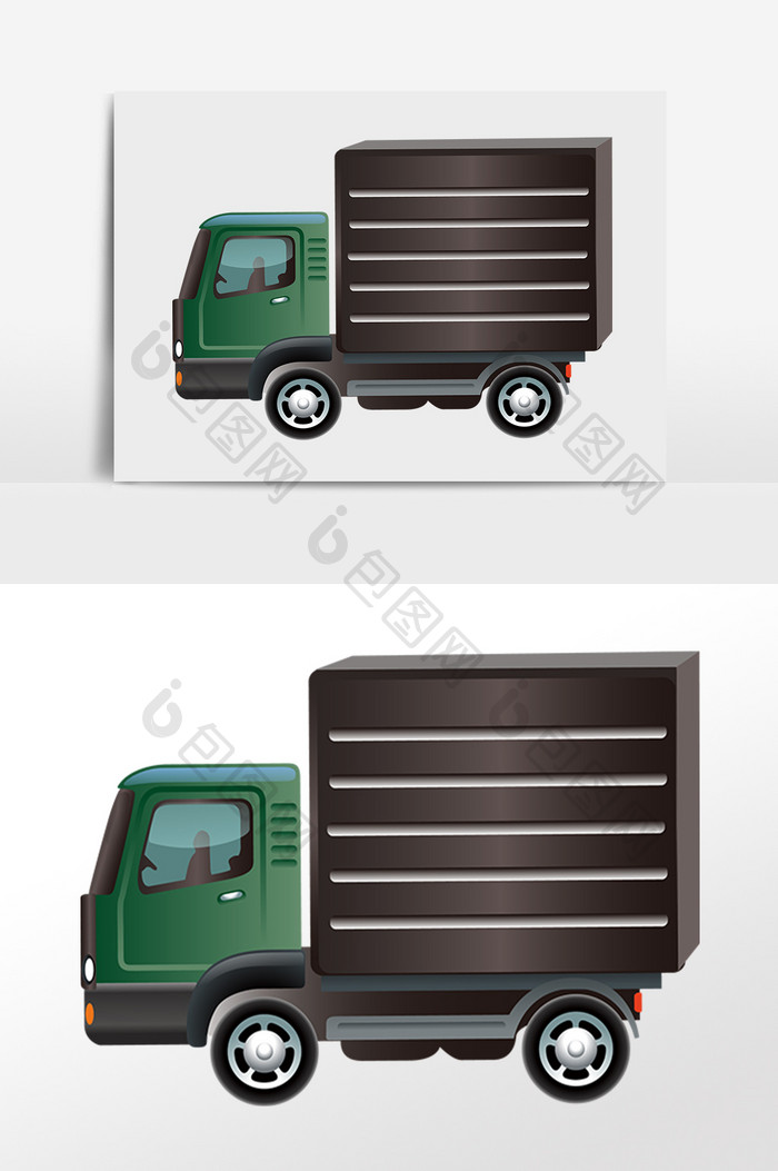 手绘交通工具快递汽车插画