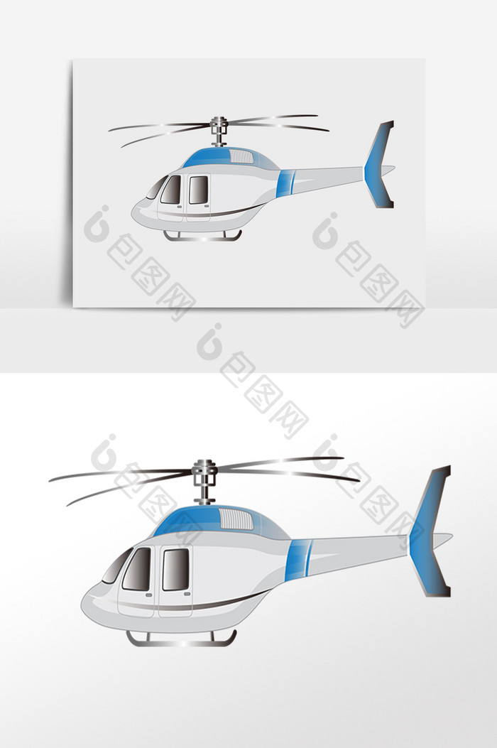 手绘交通工具白色直升飞机插画