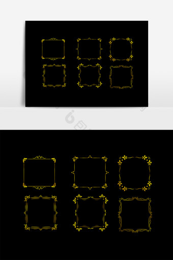 金色传统花纹边框设计素材图片