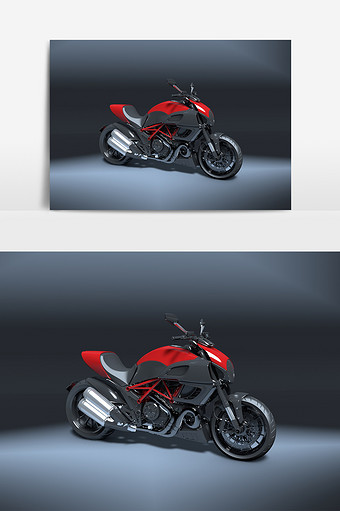 C4D模型红黑摩托标准渲染器图片