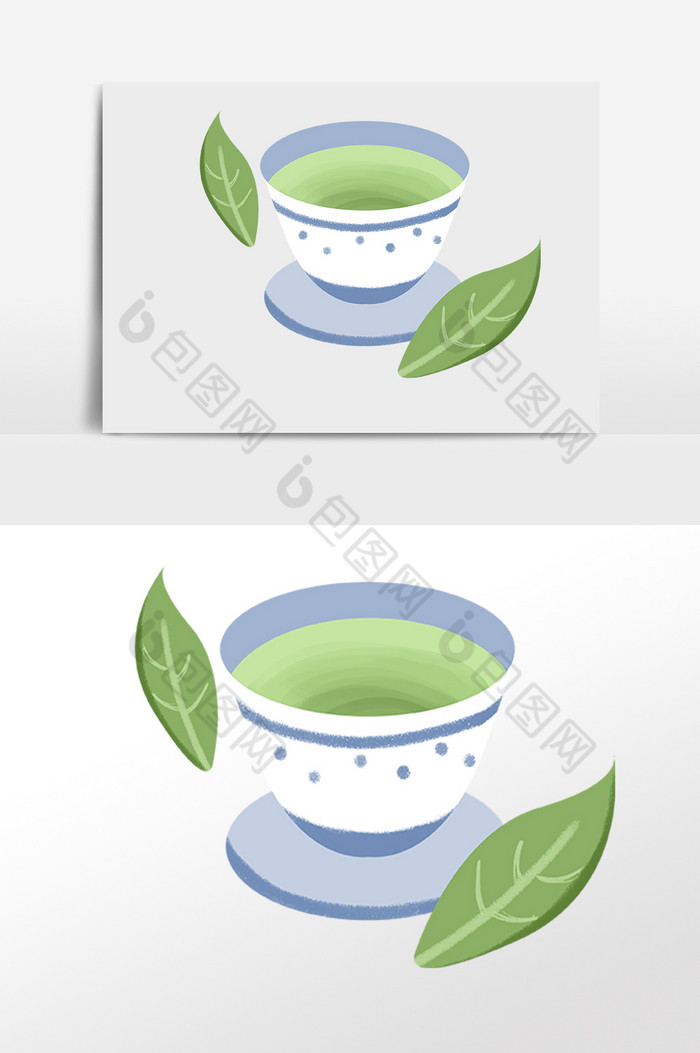 茶文化茶具绿茶茶杯插画图片图片